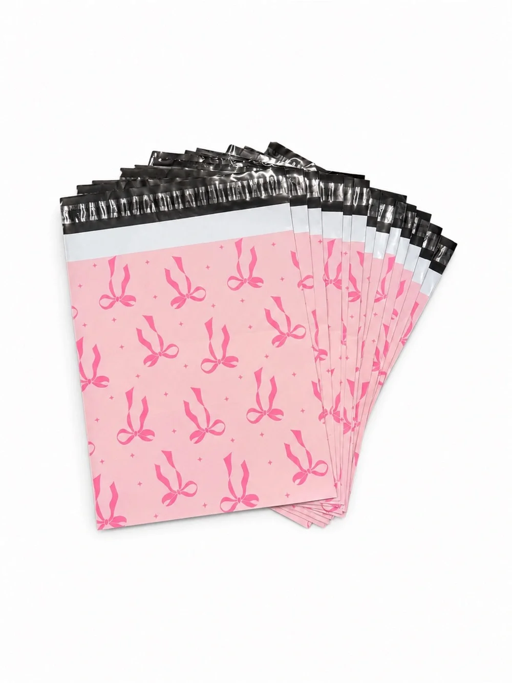 10 Pink Bow Poly Mailers 10x13 + Pink Gift Tissue Paper Bundle NWT